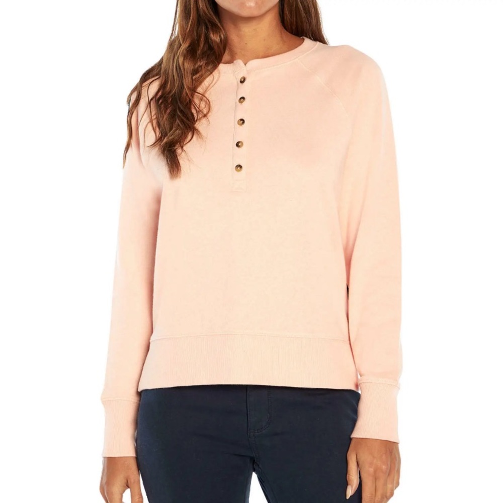 GAP Ladies Henley Sweatshirt in Peach Melba, M